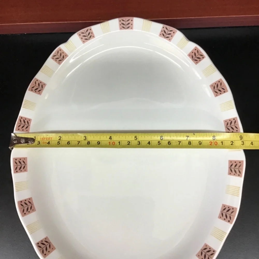 Vintage Heath Ovenware Serving Platter Oval Rose Brown Floral Pattern 1075‎